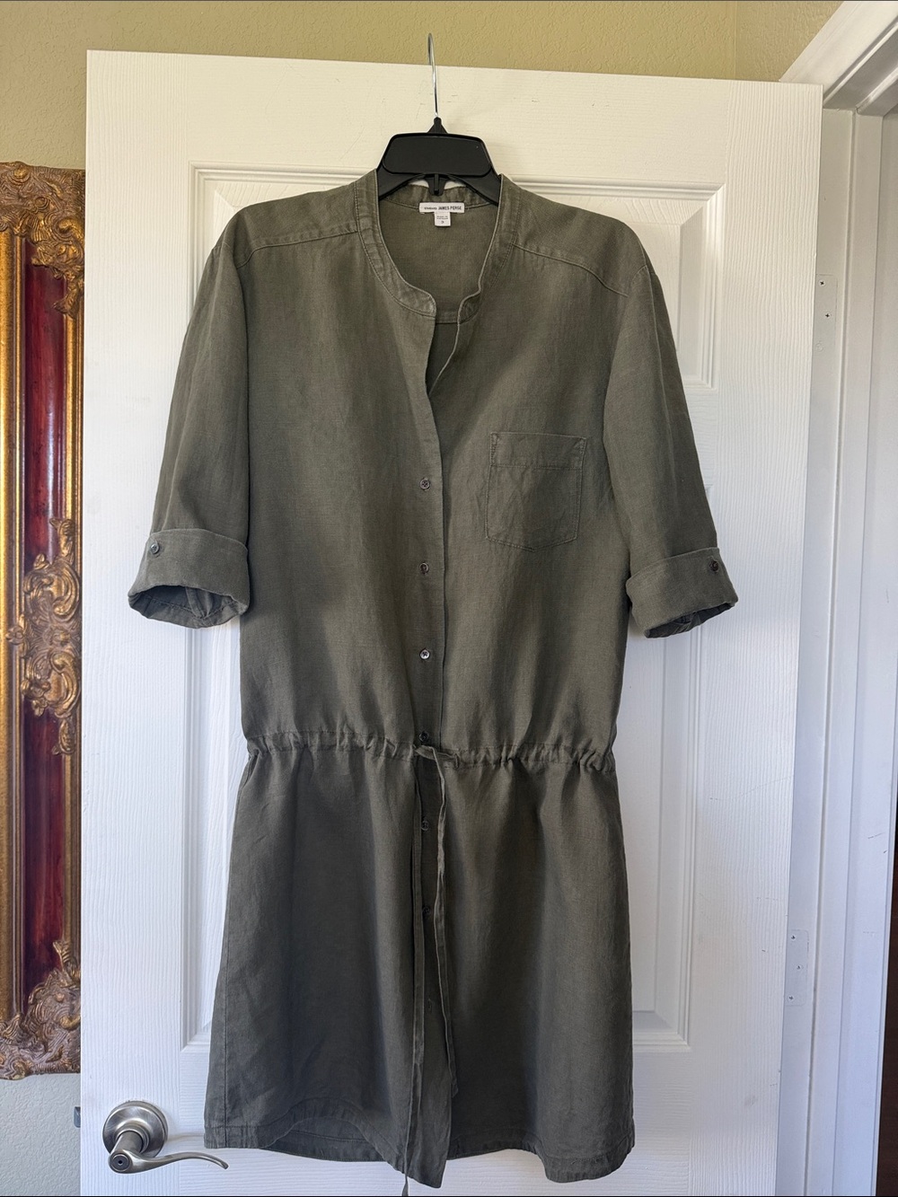 James Perse Olive / Army Green Linen Shirt Dress, size 3